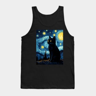 Starry Night Black Cat Tank Top